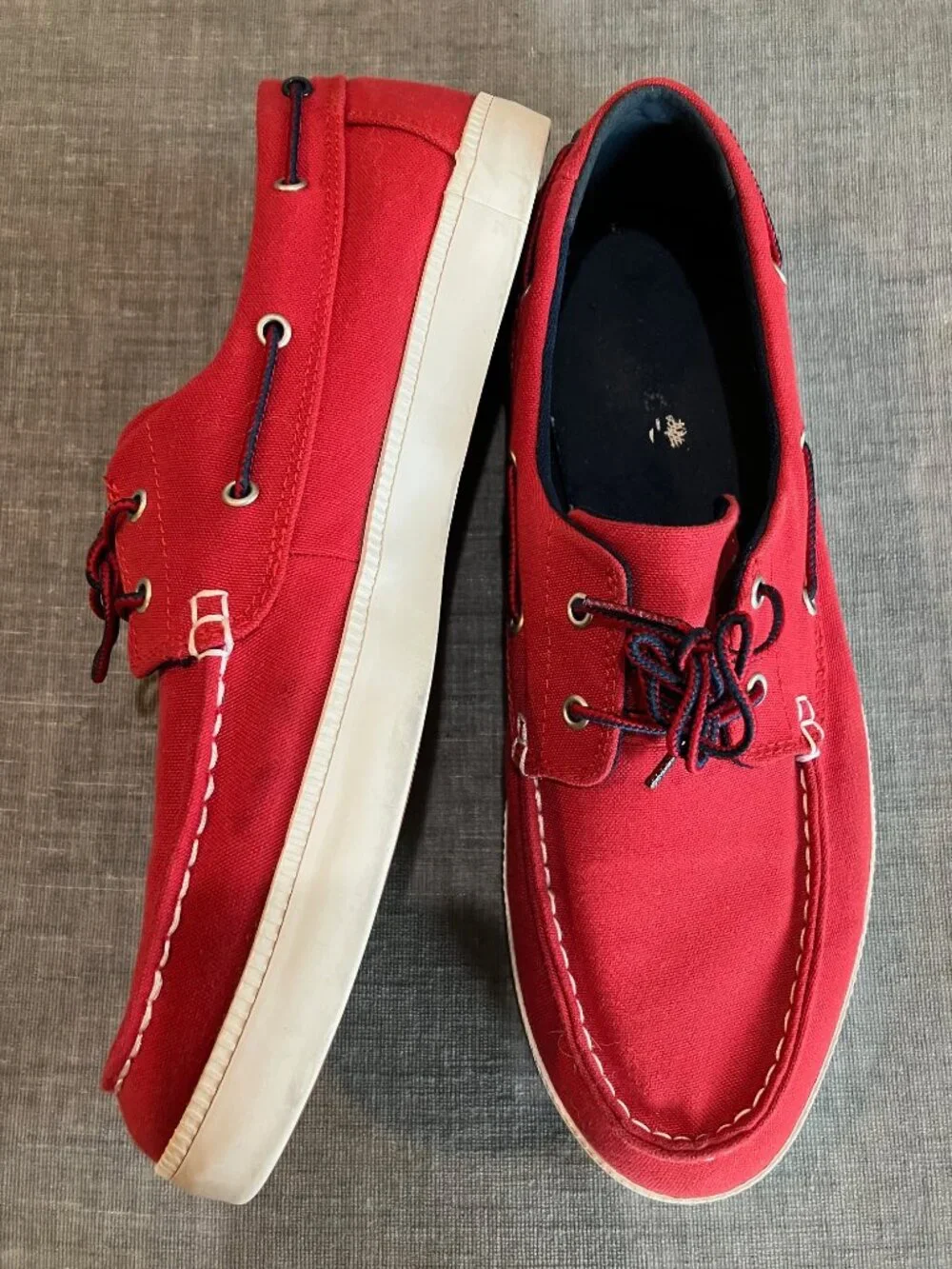 Timberland Mens 10.5 Red Canvas Boat Shoes Deck Loafers 1973 Preppy Nautical